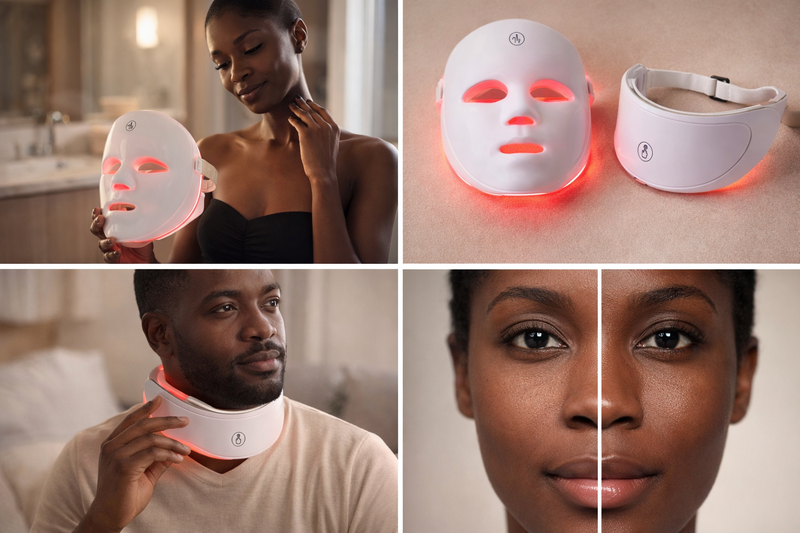 Masque LED visage NOVEA – luminothérapie 7 modes à domicile